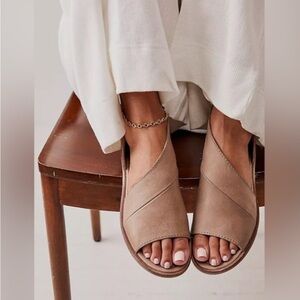 Free People Mont Blanc Sandals Tan Nuetral Leather Flats Size EU 37 US 6.5